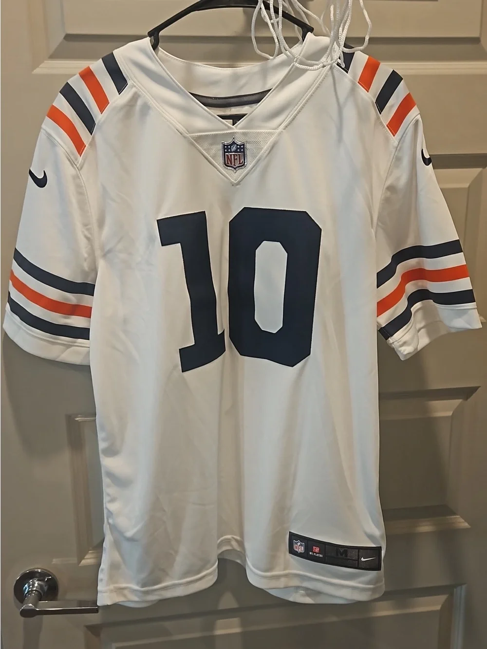 Nike White Football Jersey with Navy & Orange Accents - #10